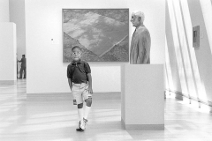 Young African American boy in museum