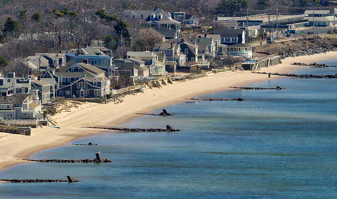 Cape Cod Bay and homes.