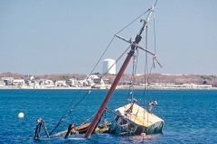A sinking ship in Cape Cod Bay.