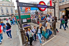 Underground Riders by Piccadilly Circus, London.