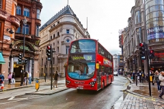 Bus transportation in London.