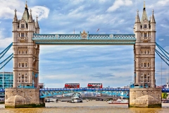 Tower Bridge on Thames River in London.