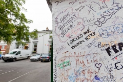 EMI Studios, London with Beatle graffiti written outside the entrance.