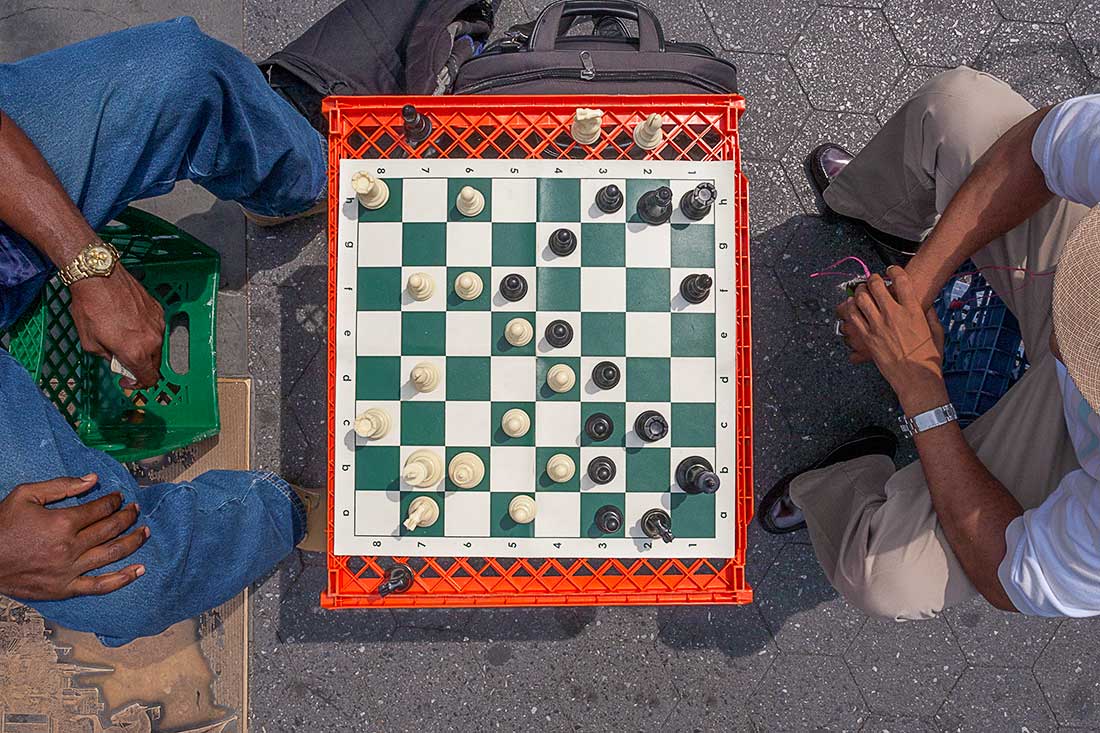 Men playing chess in Union Square, Manhattan, New York City.
