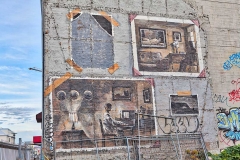 Graffiti artwork on building in Reykjavik, Iceland.
