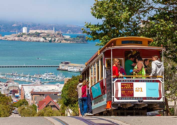 The MUNI public transportation and cable car system in San Francisco, California.