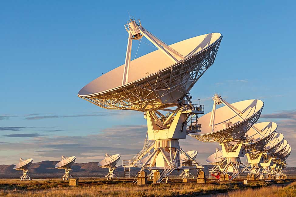 Radio Telescopes for Radio Astronomy in Socorro, New Mexico.