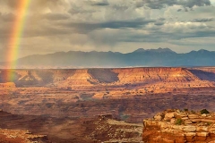 Rainbow in Grand View Point Overlook in Canyonlands National Park